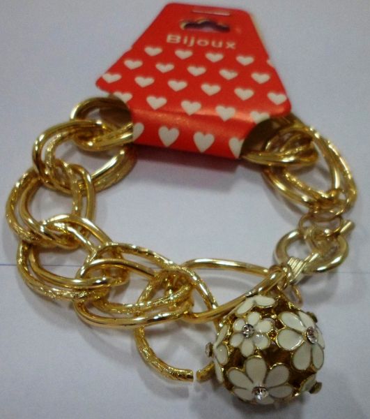 Bj - Pulseira Esfera floral branca